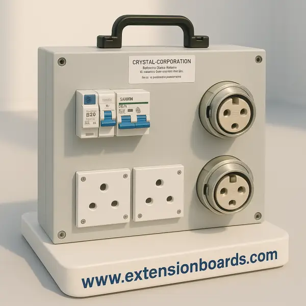industrial extension board in metal enclosure in combination of metal clad and domestic sockets